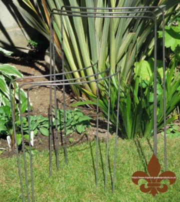 Heavy-duty 8mm metal bow plant supports - solid naturally rusting steel garden stakes